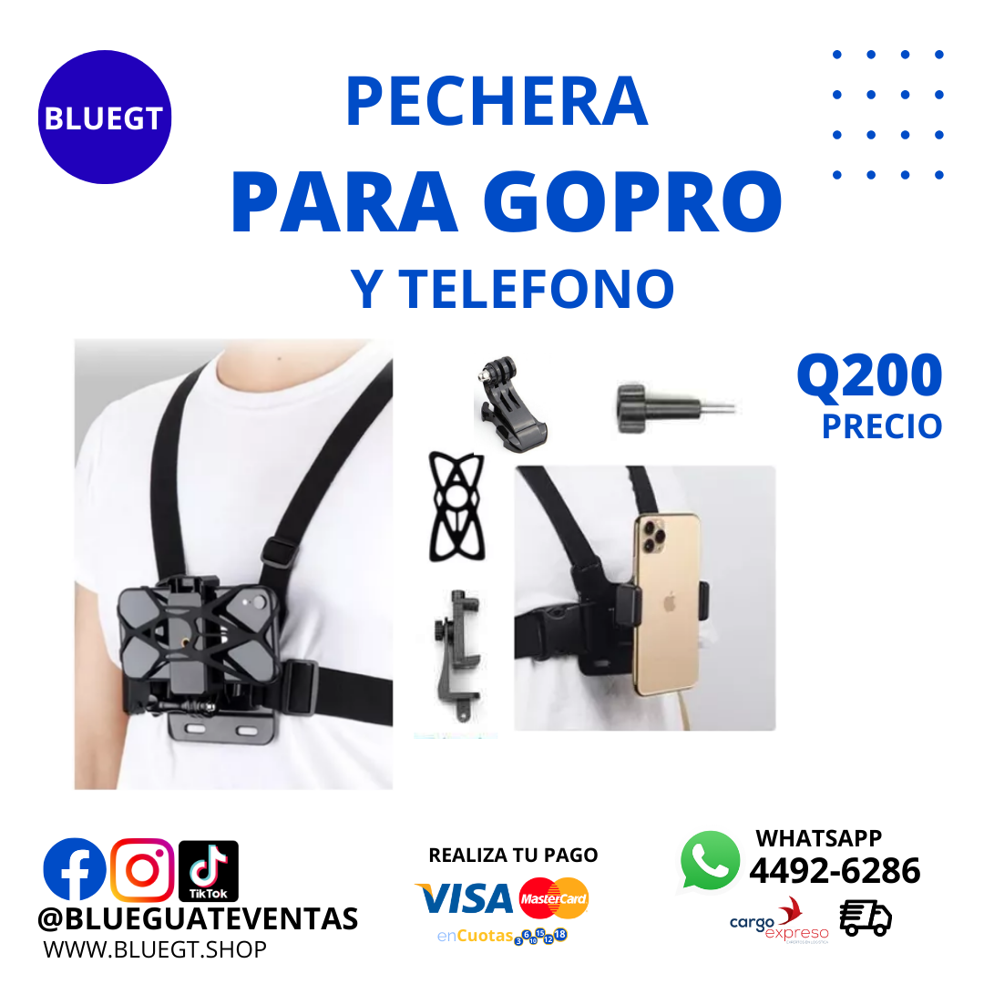 SOPORTE DE PECHO PARA GOPRO Y TELÉFONO