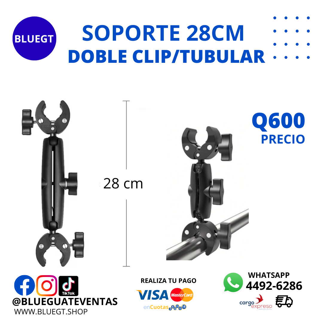 SOPORTE 28CM DOBLE CLICK/TUBULAR