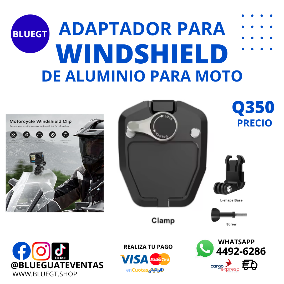 ADAPTADOR PARA WINDSHIELD DE ALUMINIO PARA MOTO