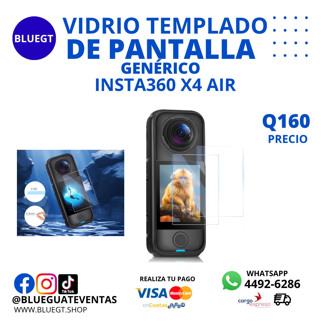 VIDRIO TEMPLADO DE PANTALLA GENÉRICO INSTA360 X4 AIR