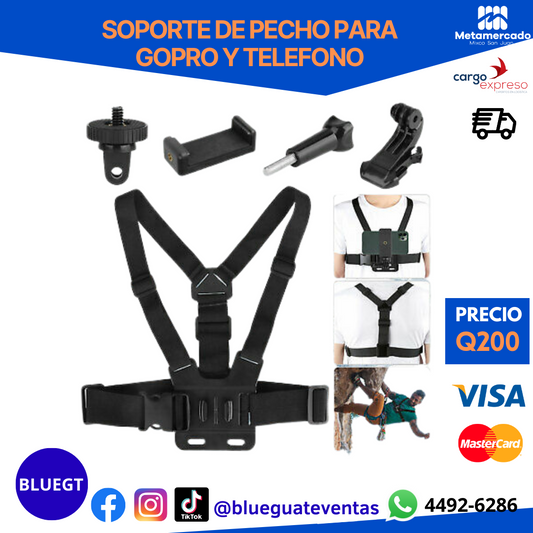 SOPORTE DE PECHO PARA GOPRO Y TELÉFONO