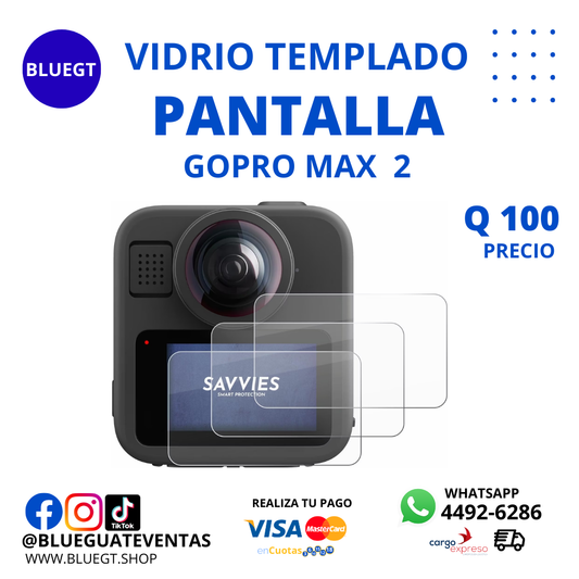 VIDRIO TEMPLADO DE PANTALLA GOPRO MAX 2
