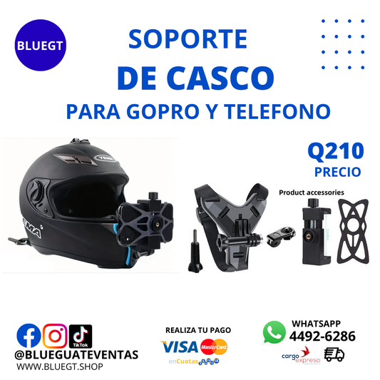 SOPORTE DE CASCO PARA GOPRO Y TELÉFONO