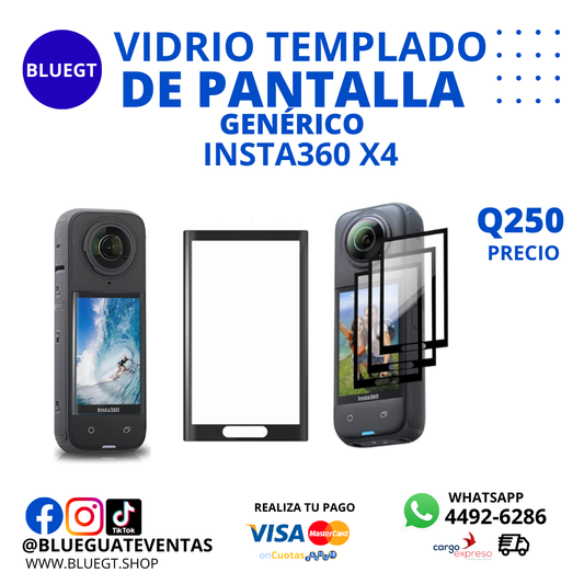 VIDRIO TEMPLADO DE PANTALLA GENÉRICO INSTA360 X4