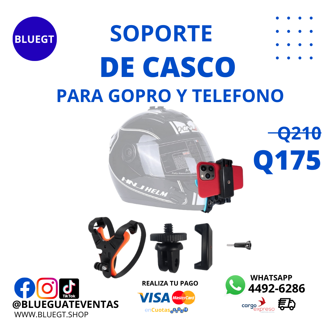 SOPORTE DE CASCO PARA GOPRO Y TELÉFONO