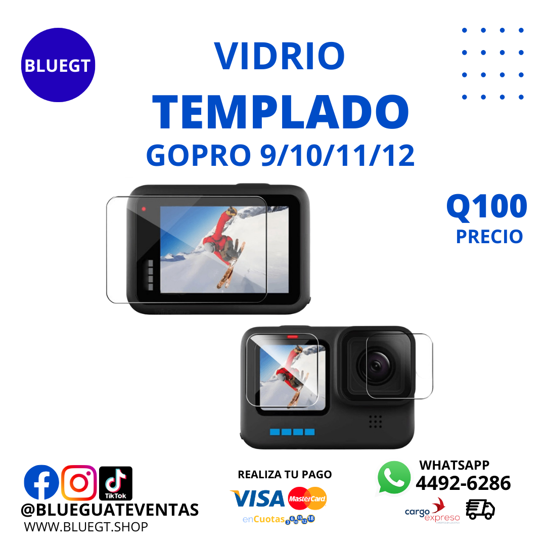 VIDRIO TEMPLADO GOPRO 9/10/11/12