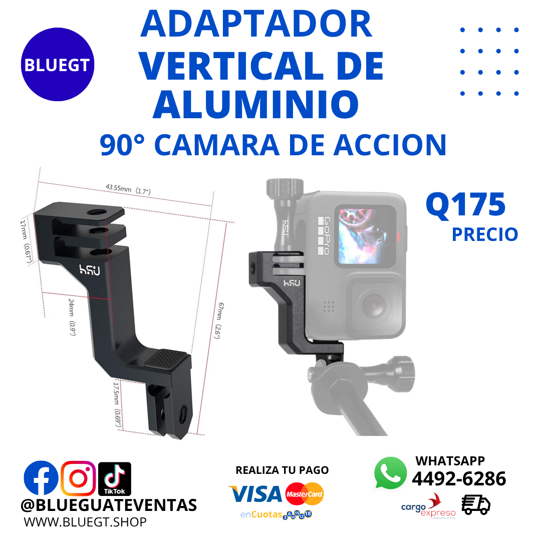 ADAPTADOR VERTICAL DE ALUMINIO 90° GRADOS CÁMARA DE ACCIÓN