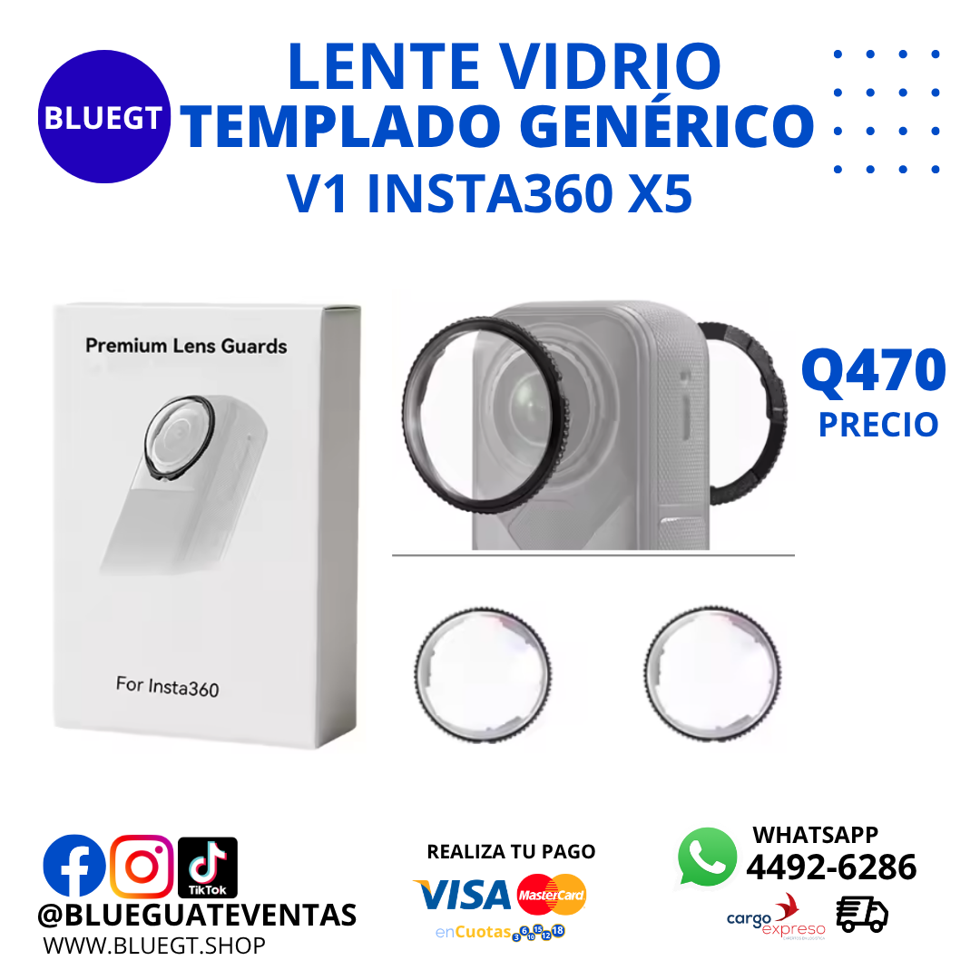 LENTE VIDRIO TEMPLADO GENÉRICO V1 INSTA360 X5