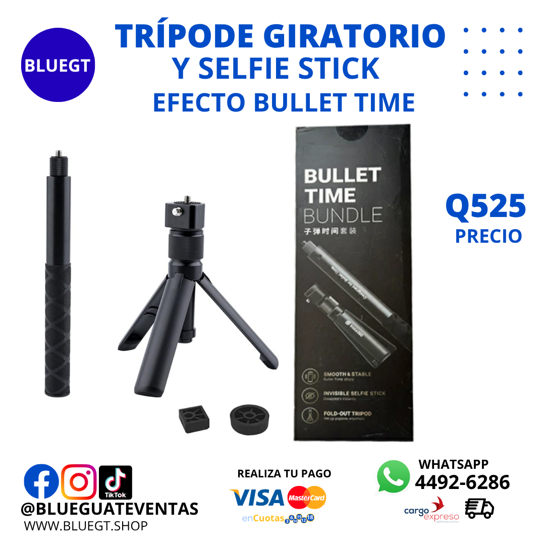 TRÍPODE GIRATORIO Y SELFIE STICK EFECTO BULLET TIME