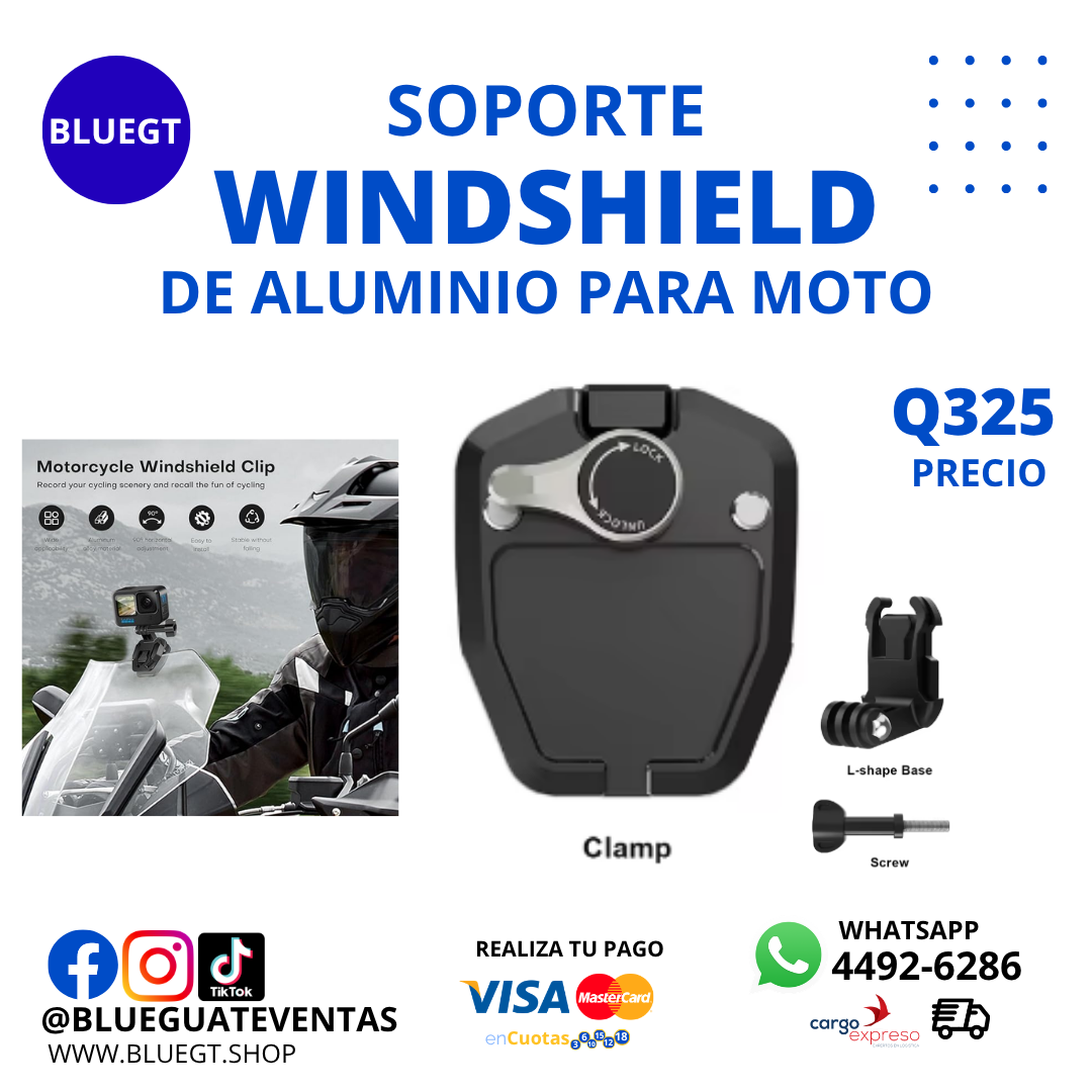 ADAPTADOR PARA WINDSHIELD DE ALUMINIO PARA MOTO